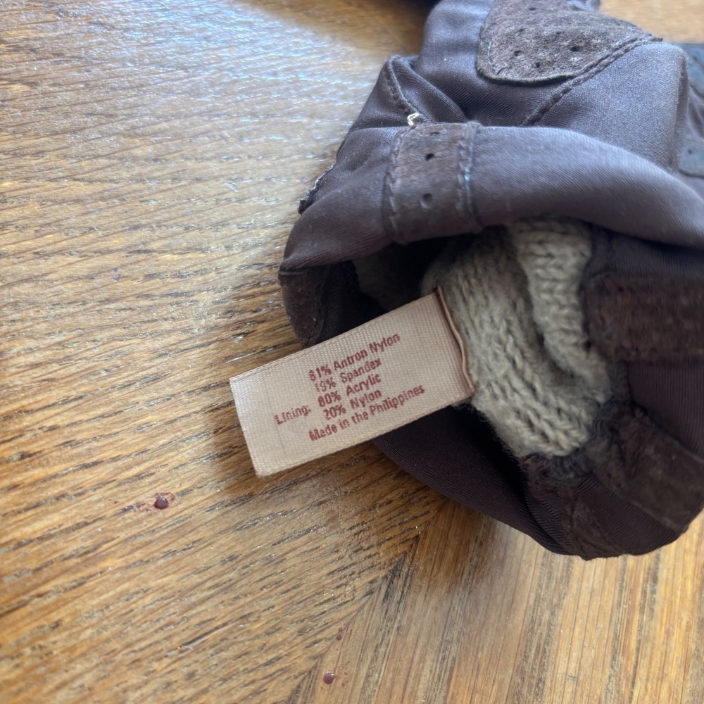 Vintage Isotoner Warm-Ups by Aris Brown Spandex Driving Gloves Women Medium - Picture 7 of 10